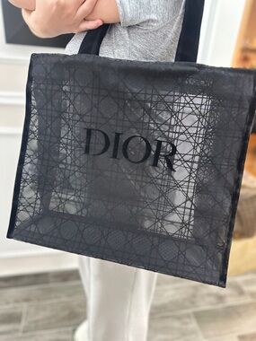 Dior Black Mesh Logo Tote